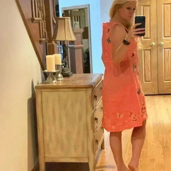 Johnny Was Adara Linen V Neck Coral Embroidered Tank Dress Size XXS/XS - Picture 6 of 16